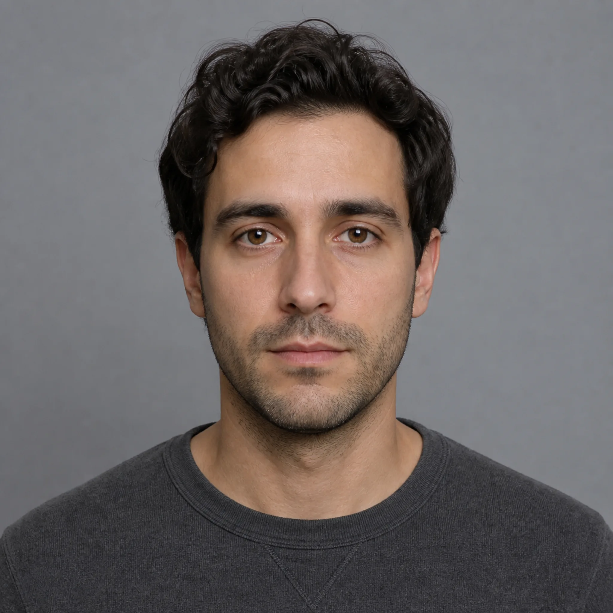 Synthetic source image that is front-facing with cool light
