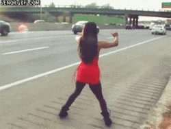 Single woman doing a happy dance GIF template