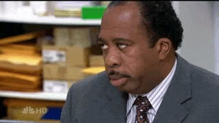 Single person rolling eyes in an office GIF template
